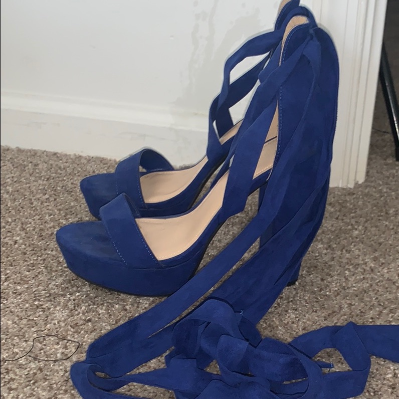 Fashion Nova Blue Chunky Heel Sandals